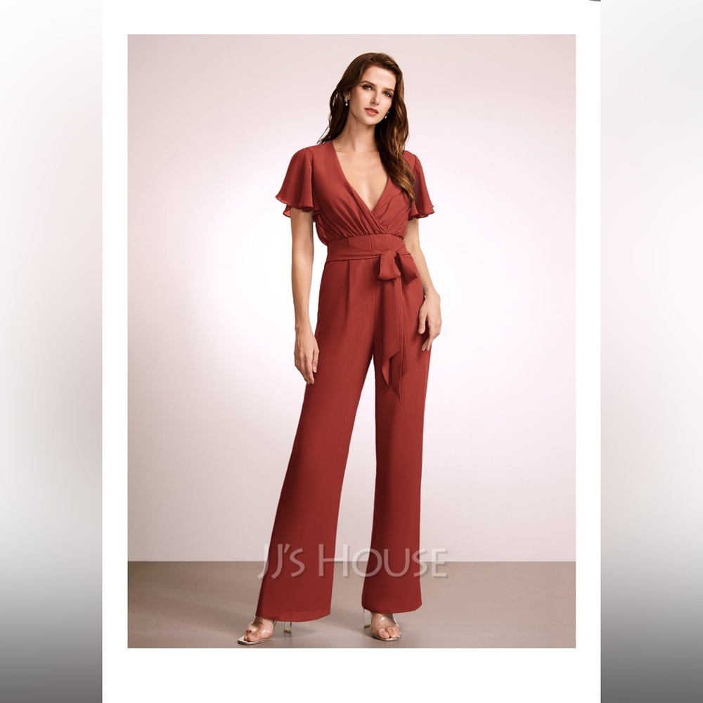 JJs house bridesmaid jumpsuit in vermillion Size 8